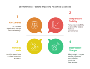 "Controlled laboratory setup for optimizing analytical balances performance"